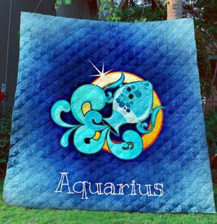 [ Zodiac Quilt] Aquarius Quilt For Cool Aquarius Horoscope Person| Pride Woven Throw Blanket Large Soft Comforting with Artistic Texture Design